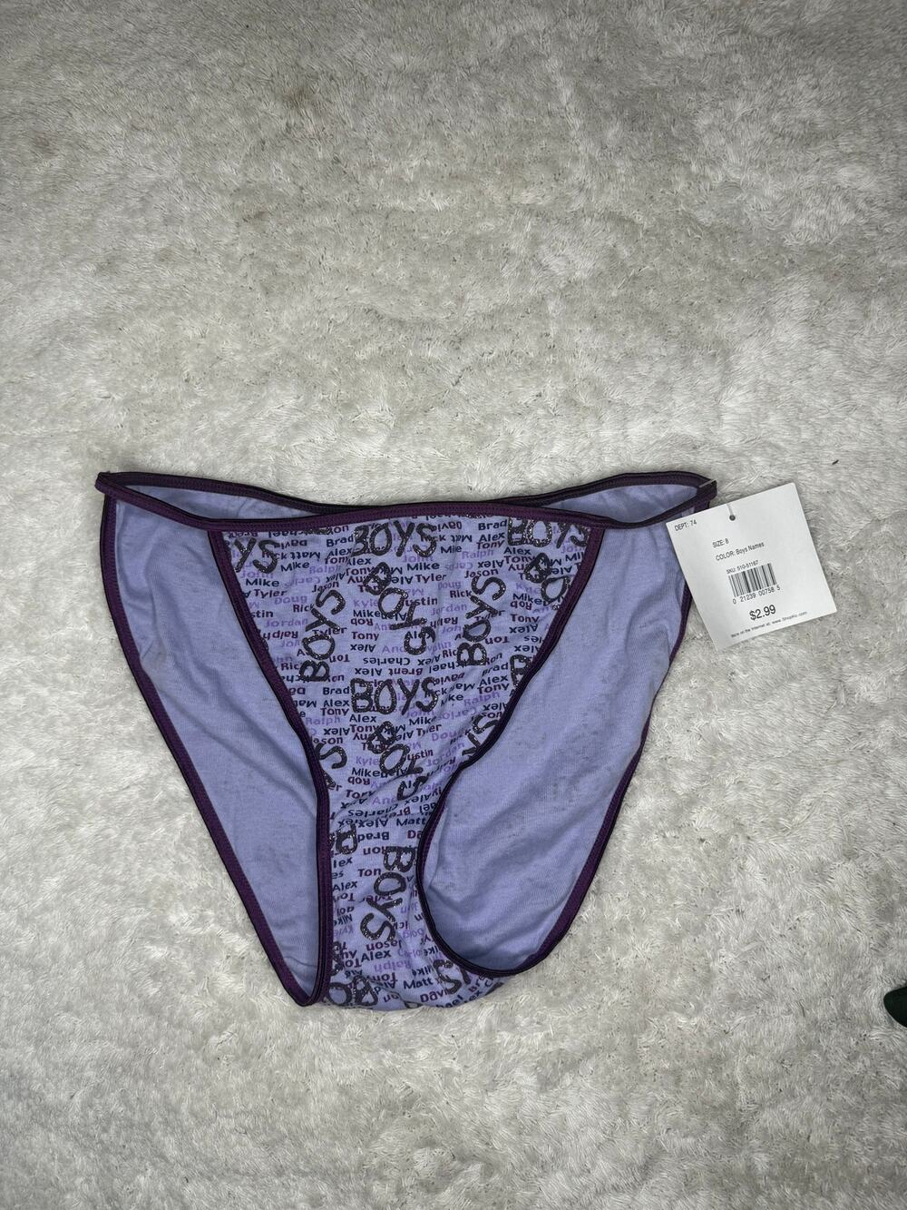 Vintage Soft Sensations Boys Print Full Back Panties Size 8 NWT Purple